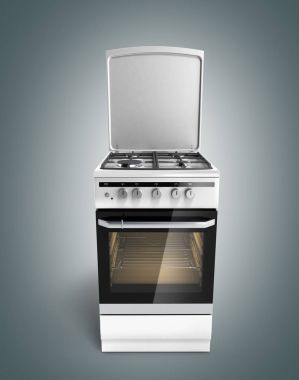 Gaz Soba 3d render gri degrade üzerinde