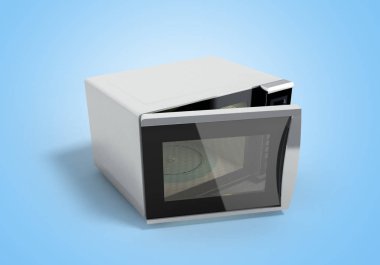 3d illüstrasyon mavi mikrodalga fırın