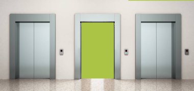 modern çelik elevatore 3d render illüstrasyon