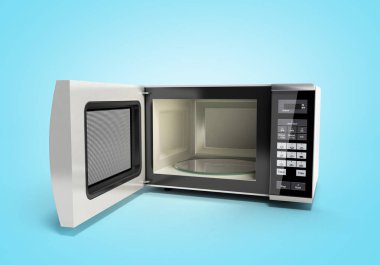 Mikrodalga açık mavi 3d çizim üzerinde soba