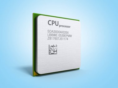 Blu üzerinde merkezi bilgisayar işlemci Cpu yüksek çözünürlükte 3d render