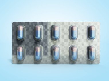 Hap paketi Blister 3d illüstrasyon mavi