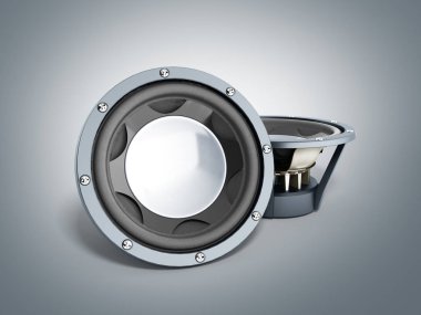 siyah hoparlörler 3d render Grey
