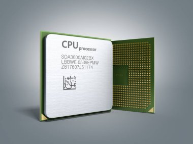 Gre üzerinde merkezi bilgisayar işlemci Cpu yüksek çözünürlükte 3d render