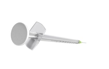 Tek kullanımlık şırınga 3d render beyaz arka plan üzerinde izole