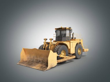 Sarı tekerlekler buldozer Grey 3d render