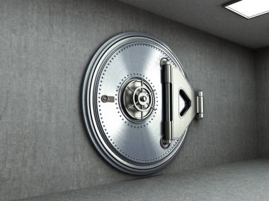 Büyük bir kasa kapısı arka plan yüksek çözünürlükte 3d render