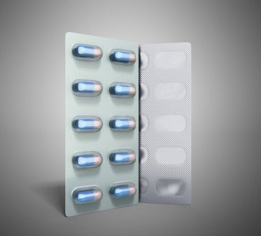 Hap paketi Blister Grey 3d çizim