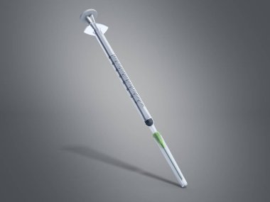 Tek kullanımlık şırınga 3d render gri arka plan üzerinde