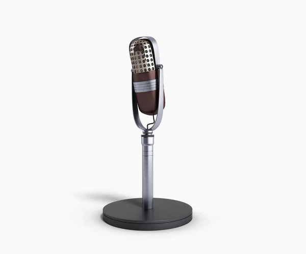 Vintage silver microphone isolated on white background 3d render — Stock Photo, Image