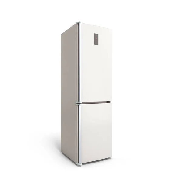 Rozsdamentes acél modern nyitott hűtőszekrény a fehér 3d illustratio — Stock Fotó