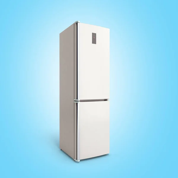 Rozsdamentes acél modern nyitott hűtőszekrény a kék 3D-s illusztráció — Stock Fotó