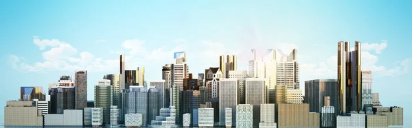 Cidade branca com imagem de renderização 3d reflexão — Fotografia de Stock