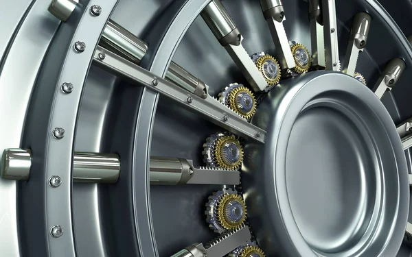 Büyük bir kasa kapısı arka plan yüksek çözünürlükte 3d render