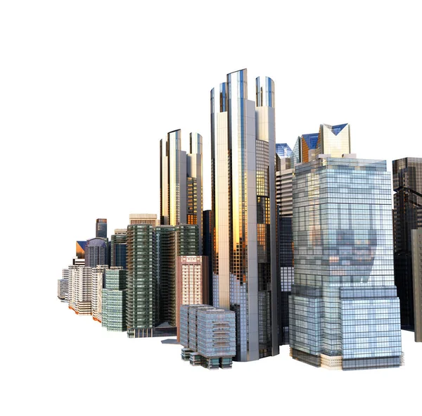 Panorama paisaje urbano moderno edificios de gran altura panorama de la ce — Foto de Stock
