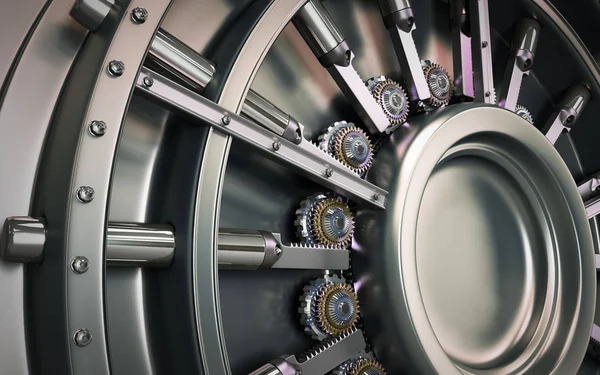 Büyük bir kasa kapısı arka plan yüksek çözünürlükte 3d render