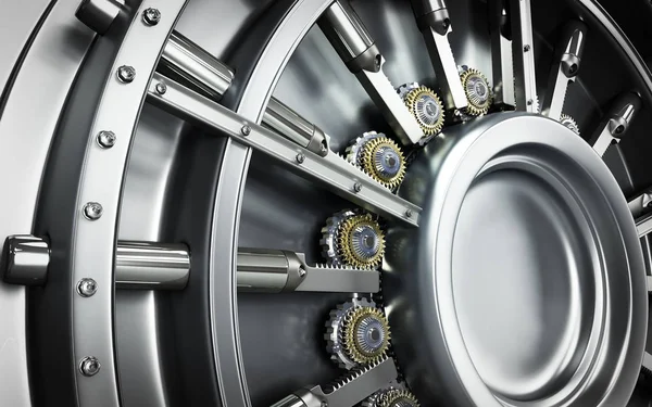 Büyük bir kasa kapısı arka plan yüksek çözünürlükte 3d render