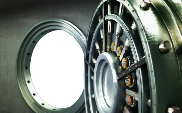 Boş İngotlar yüksek çözünürlükte 3d görüntü ile büyük bir kasa kapısı 