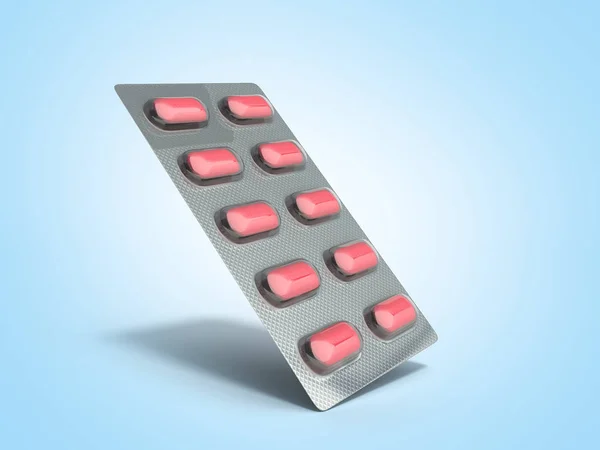 Pills Package Blister Illustration 3D sur bleu — Photo