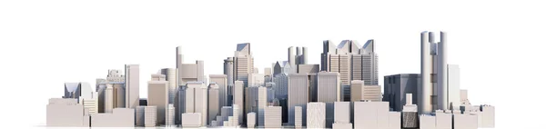 Cidade do dia com reflexão 3D imagem de renderização em branco — Fotografia de Stock
