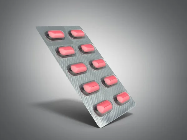 Pills Package Blister Illustration 3D sur gris — Photo
