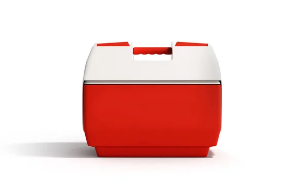 Zárt hűtő doboz piros 3d render fehér háttér — Stock Fotó
