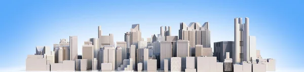 Giorno città con riflessione immagine di rendering 3d su blu — Foto Stock