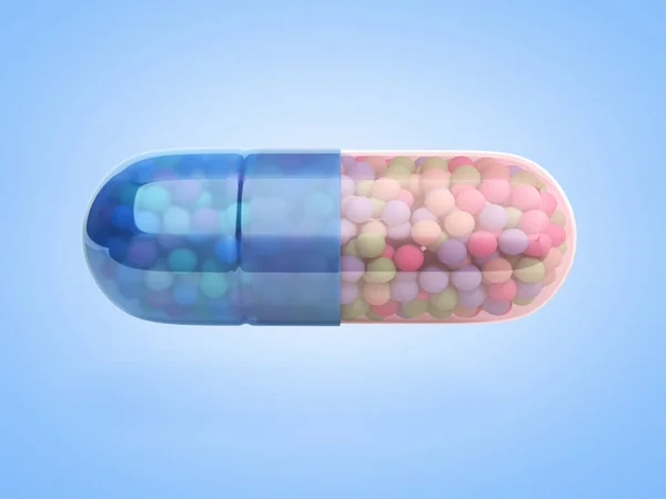 Medizinische Pille 3D-Illustration isoliert auf blauem Grund — Stockfoto