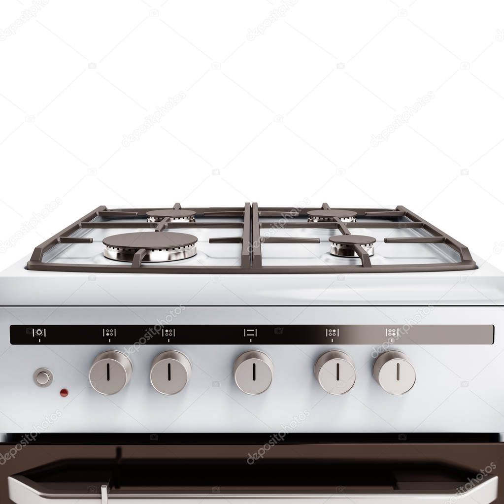 Gas stove 3d render isolated on a white background