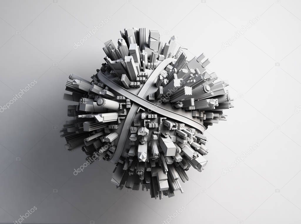 megalopolis aerial view 3d render image