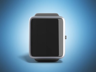 Dijital akıllı saat veya saat simgeler 3d render mavi ile