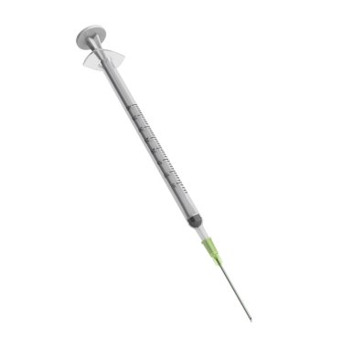 Tek kullanımlık şırınga 3d render beyaz arka plan üzerinde hiçbir sha izole.