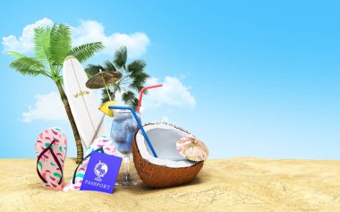 Kavram seyahat tropikal ülkelerde farklı nesneler üzerinde olması