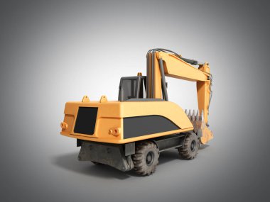 Sarı tekerlekler buldozer Grey 3d render
