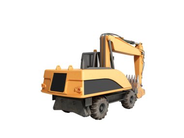 Sarı tekerlekler buldozer 3d render gölge yok