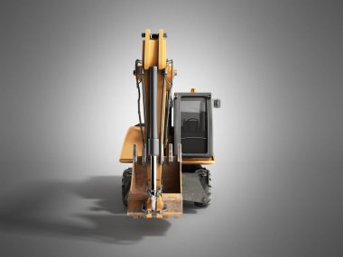 Sarı tekerlekler buldozer Grey 3d render