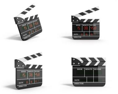 Film clapper kurulu koleksiyonu yüksek kaliteli 3d render izole o