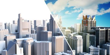 Panorama cityscape modern yüksek katlı binalar ce Panoraması