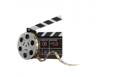 Film clapper kurulu beyaz üzerine yüksek kaliteli 3d render gölge yok