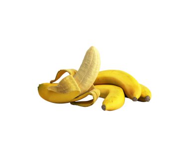 Yarı açık muz muz soyulmuş gri arka plan üzerinde 3d render