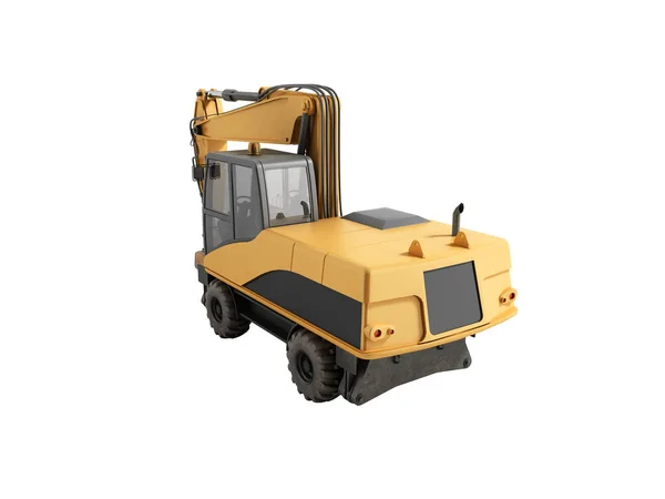 Sarı tekerlekler buldozer 3d render gölge yok — Stok fotoğraf