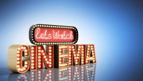 Cinema had light concept nave lets watch cinema 3d render on blu — Stock Photo, Image