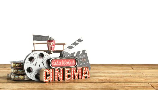 Cinema had light concept nave lets watch cinema 3d render cinema — Stock Photo, Image