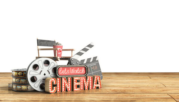 Cinema had light concept nave lets watch cinema 3d render cinema background