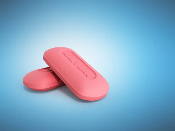 Píldoras de vitaminas 3d renderizar sobre fondo azul — Foto de Stock