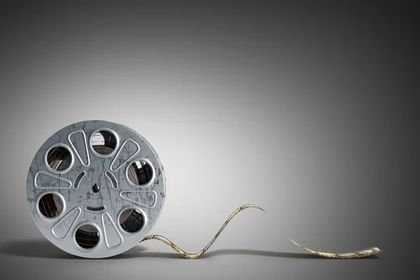 Καρούλι φιλμ με μια ταινία ταινία 3d καθιστούν σε γκρι — Φωτογραφία Αρχείου