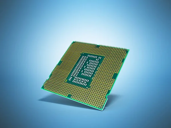 Processadores de computador central CPU Alta resolução de renderização 3d em blu — Fotografia de Stock