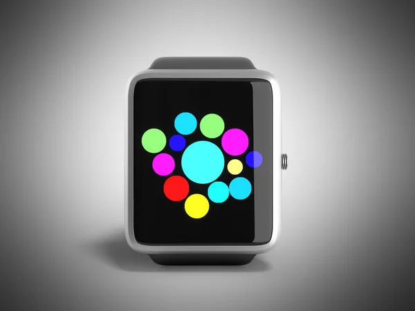 digital smart watch or clock with icons 3d render on grey