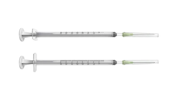 白い背景に分離された単回使用注射器 3 d のレンダリング — ストック写真