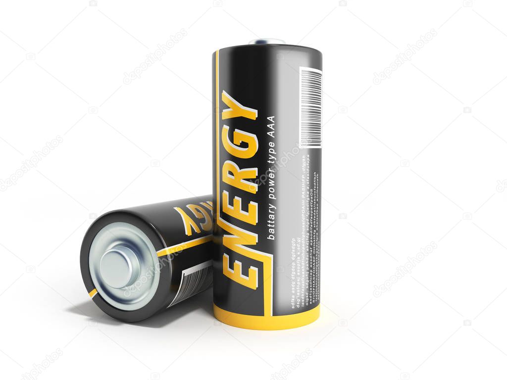 3D Illustration Batteries Image with clipping path on white